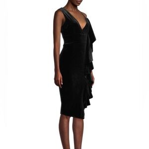 Lavish Alice Black Asymmetrical Ruffle Cocktail Dress